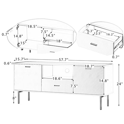 1st Choice Modern Valentino  TV Stand for TVs up to 65" in Black