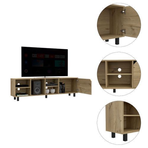 1st Choice Tv Stand up 70" with Four Open Shelves & Five Legs in Light Oak