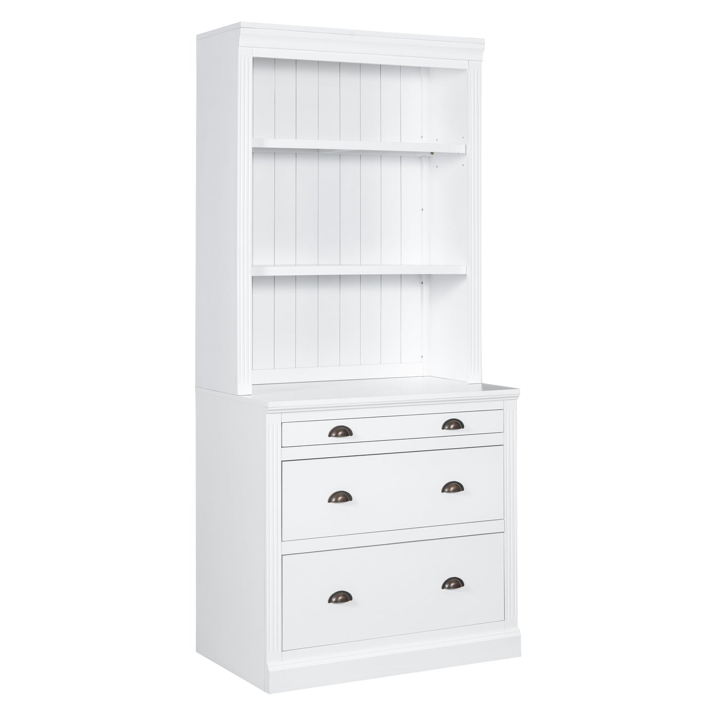 1st Choice Elegant 3-Piece Bookcase and Writing Desk Set in pristine white