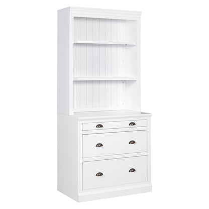 1st Choice Elegant 3-Piece Bookcase and Writing Desk Set in pristine white