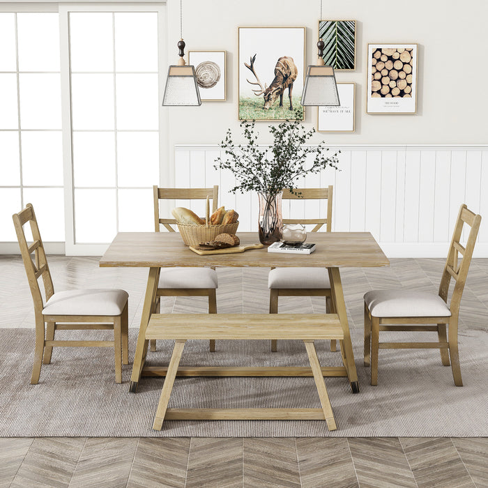 1st Choice Farmhouse dining table set with 4 Upholstered Dining Chairs