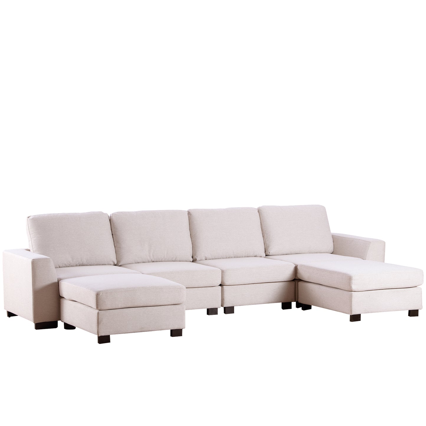 1st Choice 3 Pieces U shaped Sofa with Removable Ottomans in Beige