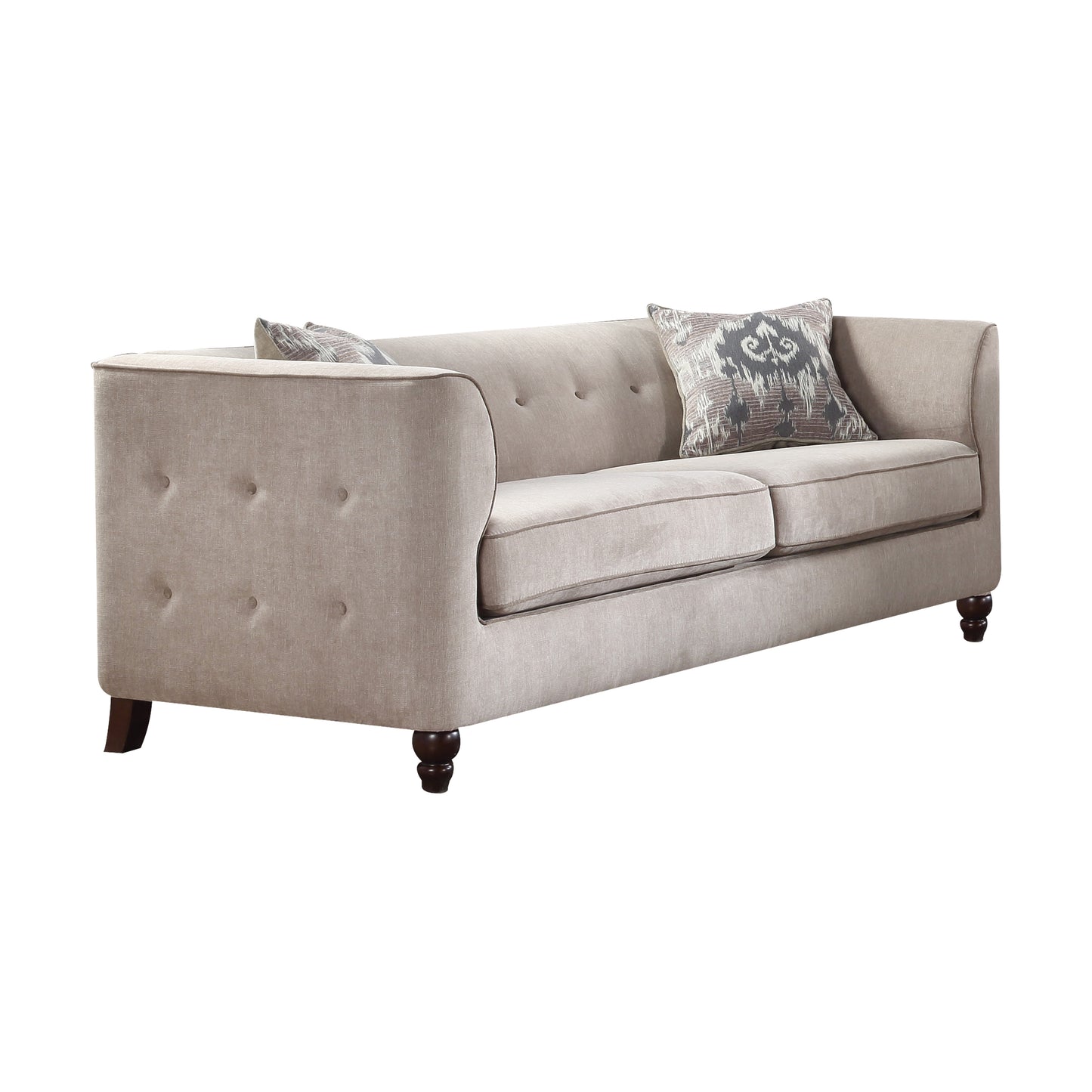 Cyndi Tan Velvet Sofa W/2 Pillows