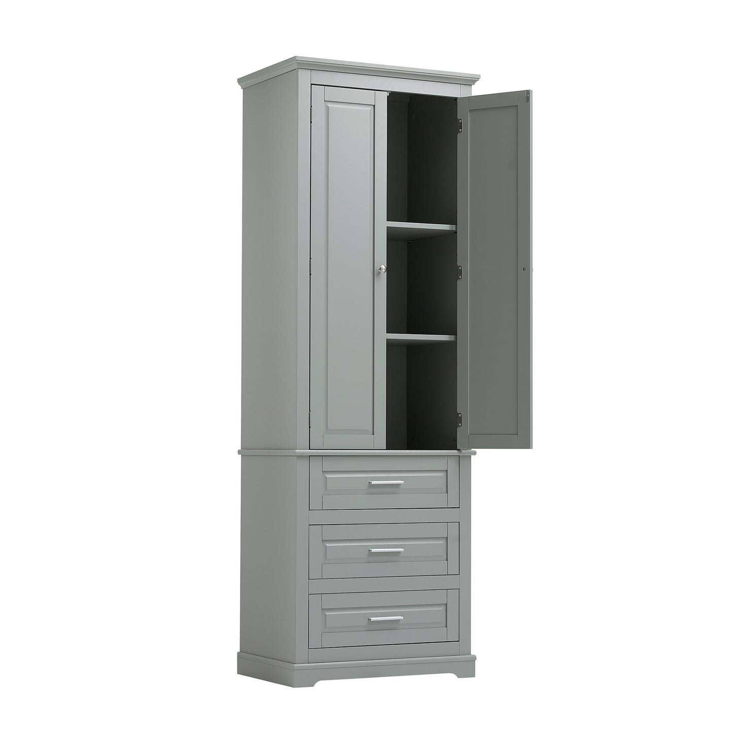 Tall Storage Cabinet with Three Drawers for Bathroom/Office, Grey