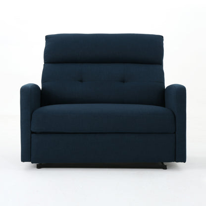 Navy Blue Push Back Reclining Loveseat with Tufted Upholstery