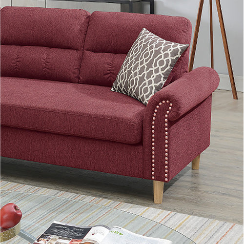 1st Choice Modern Velvet Reversible Sectional Sofa in Paprika Red