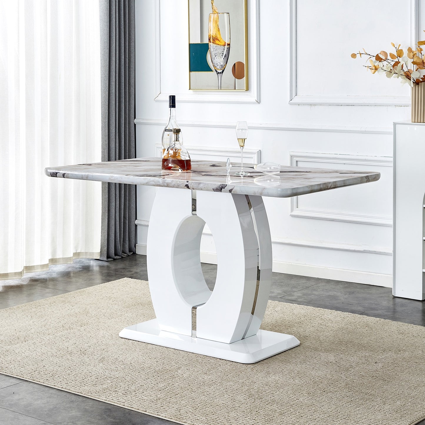 1st Choice Sleek White Marble-Effect Table