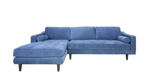 1st Choice Modern Elegant Laf Living Room Sectional in Denim Blue