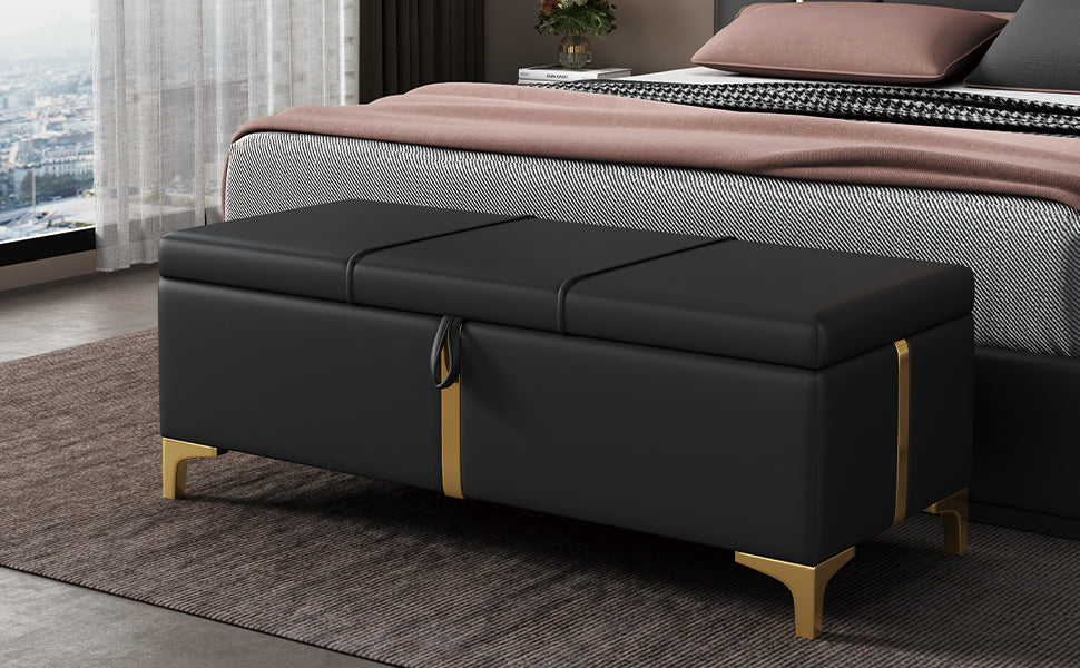 1st Choice Elegant Upholstered Storage Bedroom Ottoman Bench in Black