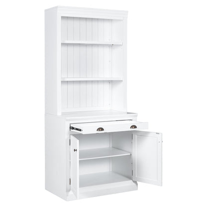 1st Choice Elegant 3-Piece Bookcase and Writing Desk Set in pristine white