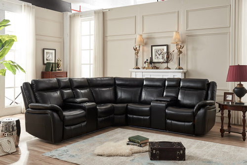 1st Choice Modern Power reclining Sectional W/LED strip in Black