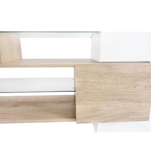 1st Choice Unique Shape TV Stand with 2 Illuminated Glass Shelves