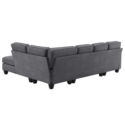 1st Choice Modern L-shaped Sectional Sofa Linen Fabric Couch Set