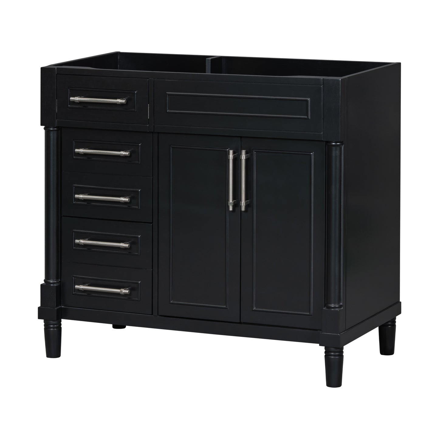 36'' Bathroom Vanity without Sink, Freestanding Bathroom Storage Cabinet with 2 Drawers and a Tip-out Drawer, Solid Wood Frame Vanity Only, Height Adjustable Shelf  ( NOT INCLUDE SINK)