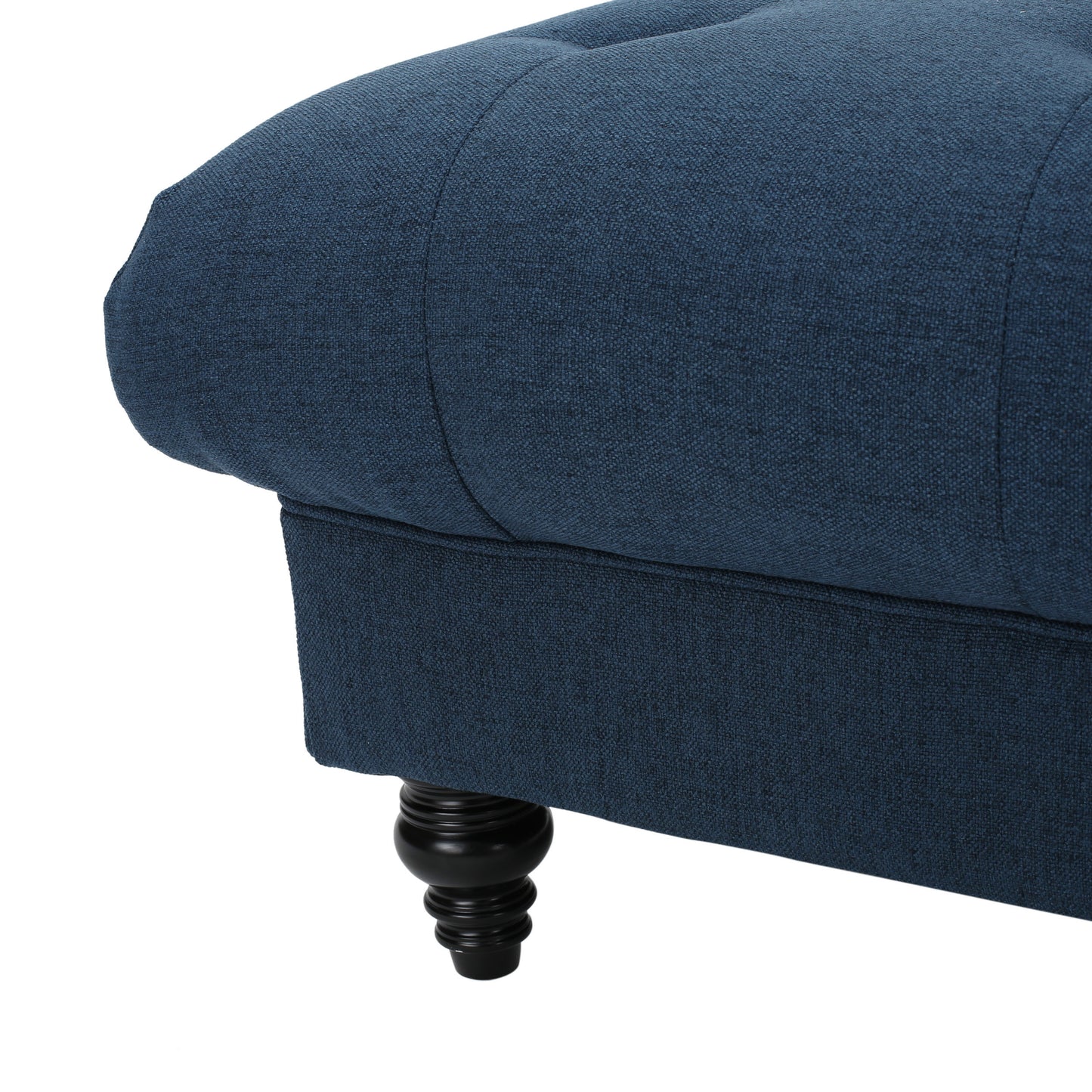 1st Choice Modern Madrid KD Tufted Fabric Ottoman in Navy Blue