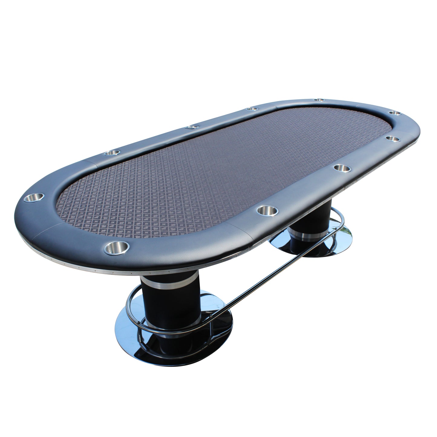 Elite 96' Poker Table for 10 Players Casino Games Oval with Speed Cloth Felt Playing Surface Pedestal Base Cup Holders Black