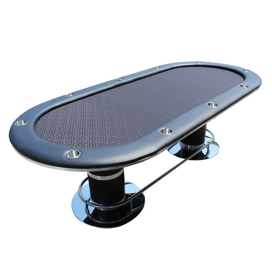 Elite 96' Poker Table for 10 Players Casino Games Oval with Speed Cloth Felt Playing Surface Pedestal Base Cup Holders Black
