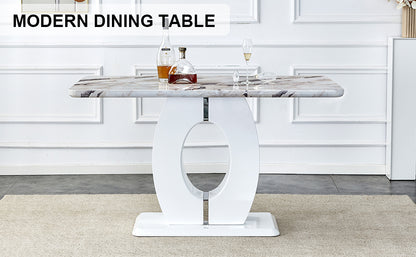 1st Choice Sleek White Marble-Effect Table