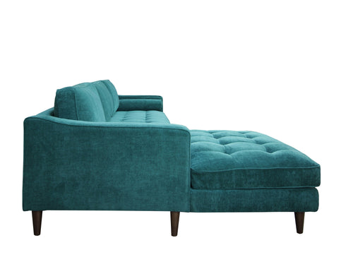 1st Choice Contemporary Luxurious Laf Sectional in Turquoise