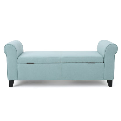 1st Choice Contemporary Armed Fabric Storage Bench in Light Blue