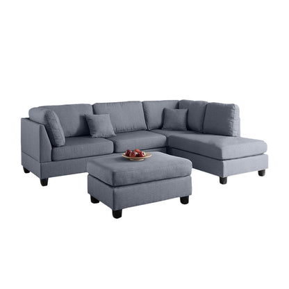 1st Choice Polyfiber Reversible Sectional Sofa with Ottoman in Grey