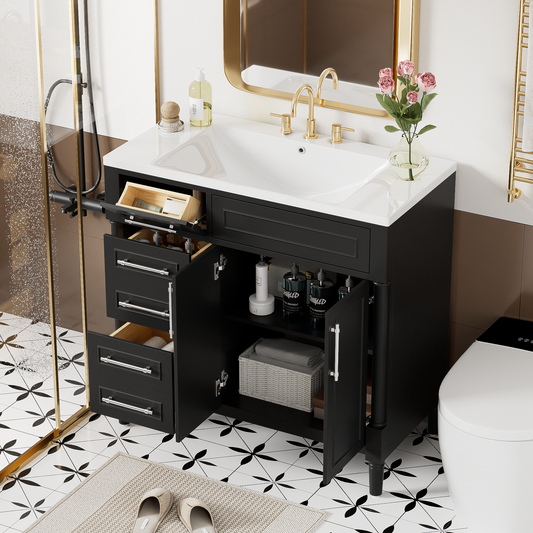 1st Choice 36" Bathroom Vanity with Top Resin Sink Storage Cabinet