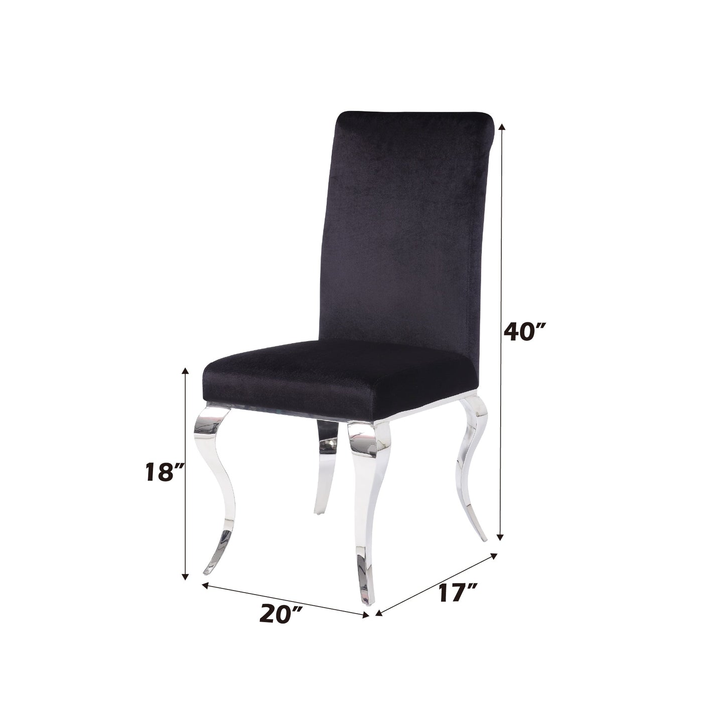 Fabiola Black Fabric & Stainless Steel Side Chair (Set of 2) - 1st Choice Furniture Direct