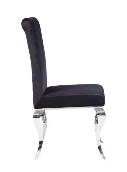 Fabiola Black Fabric & Stainless Steel Side Chair (Set of 2) - 1st Choice Furniture Direct