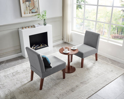 Fabric Accent Chair Set of 2 with Round Wood Table, Decorative Slipper Chair Vanity Chair for Bedroom Home Office, Corner Side Chair [Video] - 1st Choice Furniture Direct