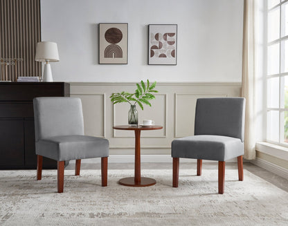 Fabric Accent Chair Set of 2 with Round Wood Table, Decorative Slipper Chair Vanity Chair for Bedroom Home Office, Corner Side Chair [Video] - 1st Choice Furniture Direct