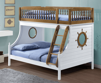 Farah Oak & White Finish Twin/Full Bunk Bed - 1st Choice Furniture Direct