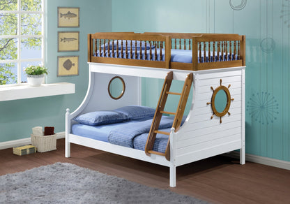 Farah Oak & White Finish Twin/Full Bunk Bed - 1st Choice Furniture Direct