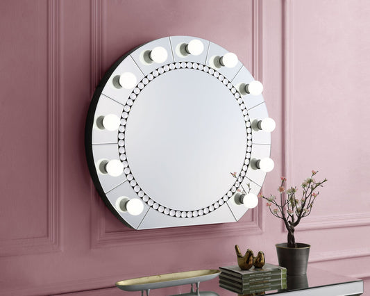 Farai Glam Mirrored & Faux Crystal Diamonds Wall Décor Mirror - 1st Choice Furniture Direct