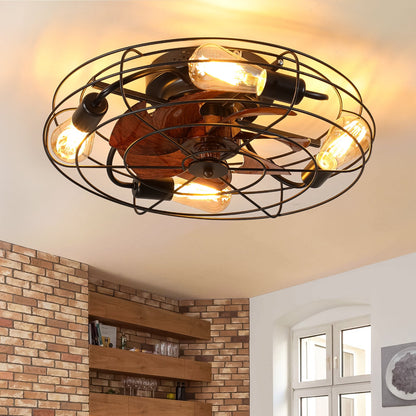 Farmhouse Caged Ceiling Fan with Light and Remote Control - 1st Choice Furniture Direct