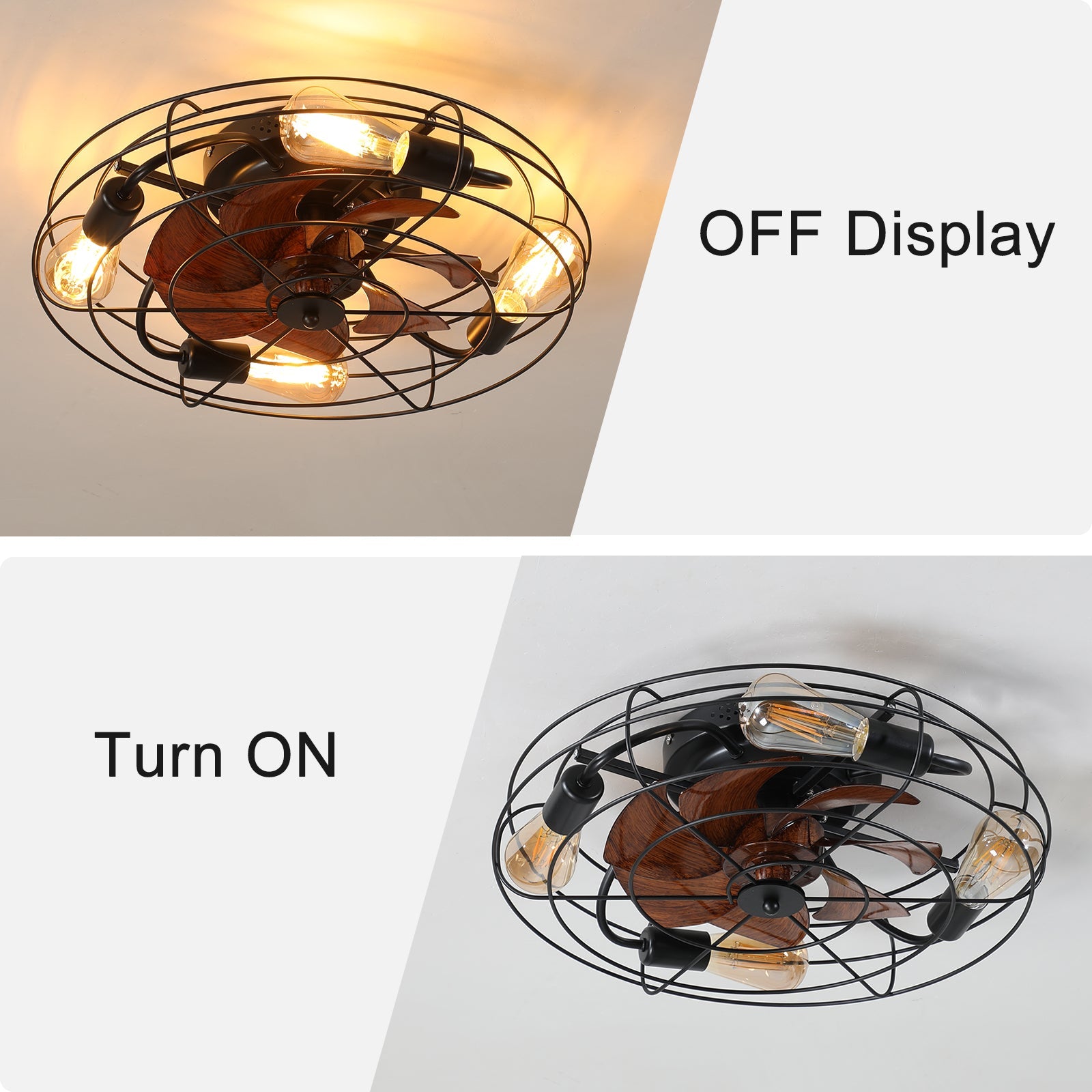 Farmhouse Caged Ceiling Fan with Light and Remote Control - 1st Choice Furniture Direct