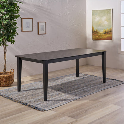 Farmhouse Charm Dining Table with Square Leg Black Solid Wood and MDF 76x35.5 inches - 1st Choice Furniture Direct