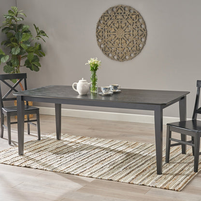 Farmhouse Charm Dining Table with Square Leg Black Solid Wood and MDF 76x35.5 inches - 1st Choice Furniture Direct