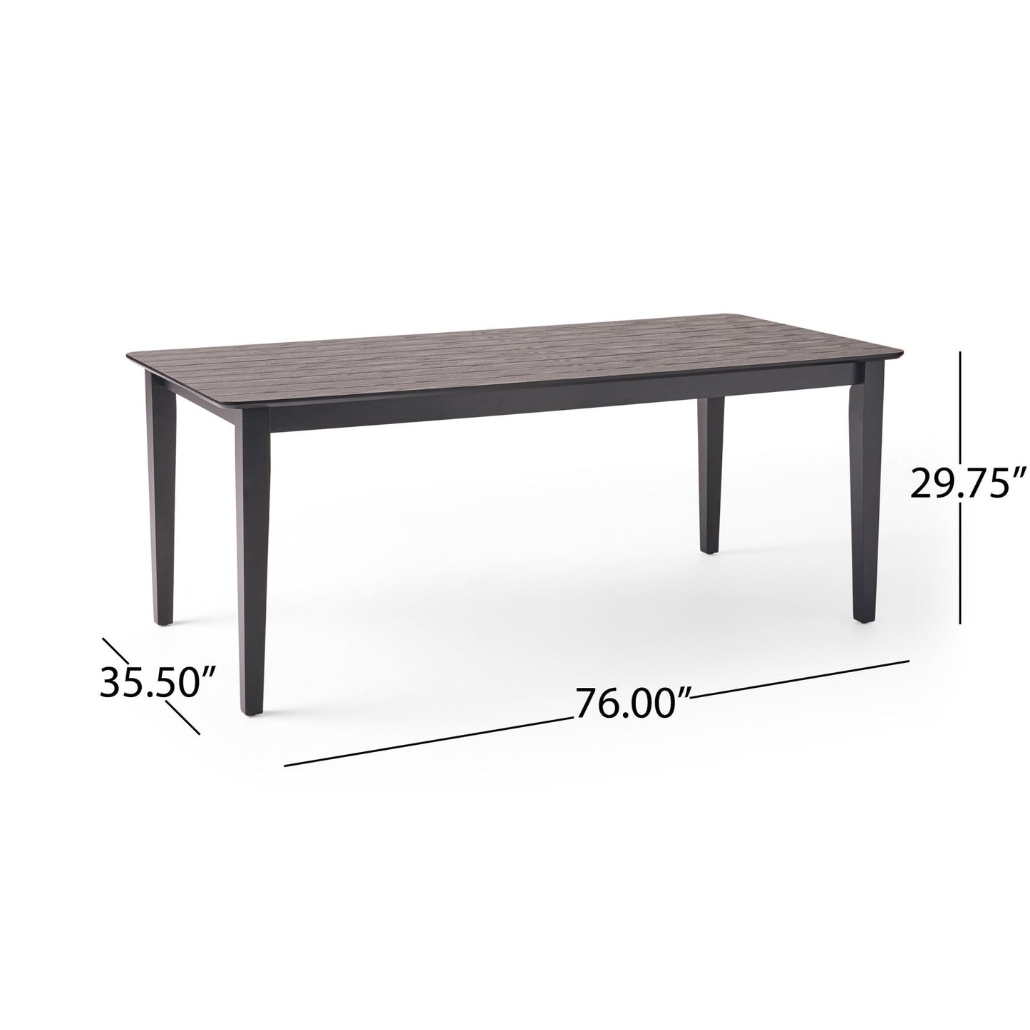 Farmhouse Charm Dining Table with Square Leg Black Solid Wood and MDF 76x35.5 inches - 1st Choice Furniture Direct