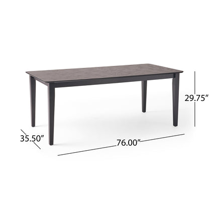 Farmhouse Charm Dining Table with Square Leg Black Solid Wood and MDF 76x35.5 inches - 1st Choice Furniture Direct