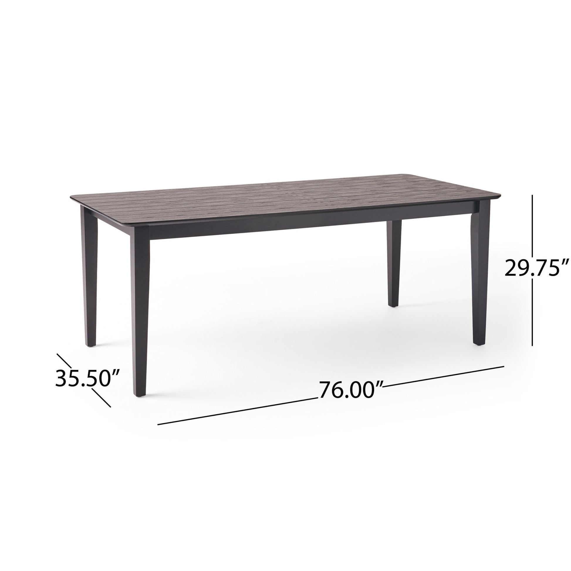 Farmhouse Charm Dining Table with Square Leg Black Solid Wood and MDF 76x35.5 inches - 1st Choice Furniture Direct