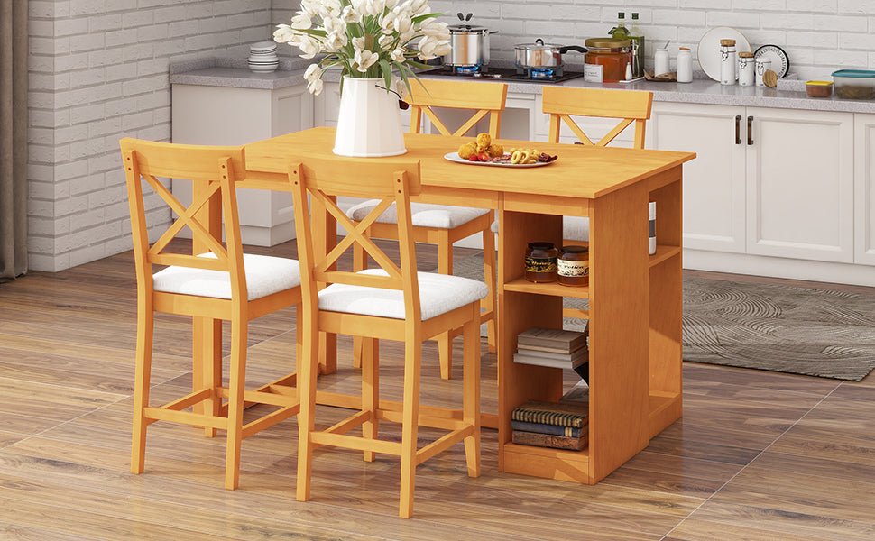 Farmhouse Counter Height Dining Set for 4 | 5 Piece Dining Set with Storage - 1st Choice Furniture Direct