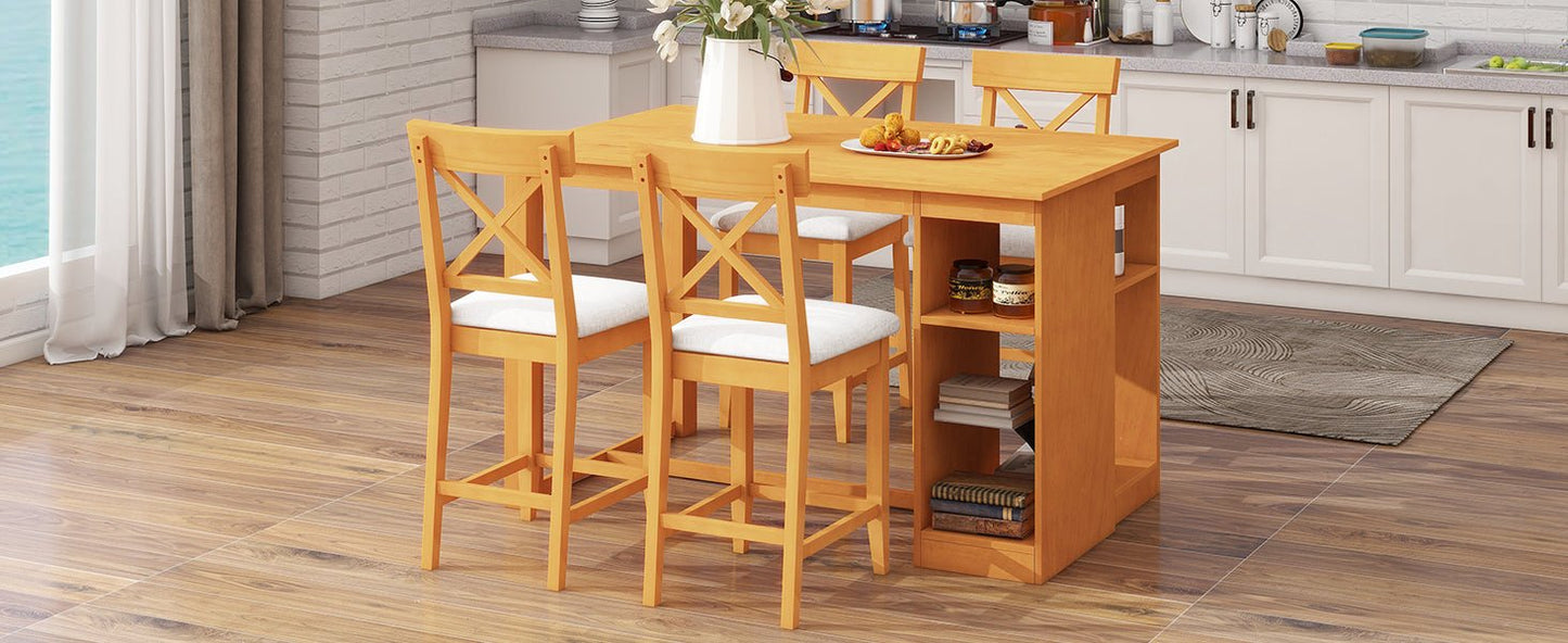 Farmhouse Counter Height Dining Set for 4 | 5 Piece Dining Set with Storage - 1st Choice Furniture Direct