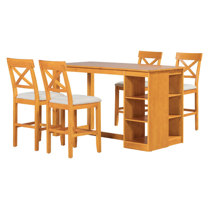 Farmhouse Counter Height Dining Set for 4 | 5 Piece Dining Set with Storage - 1st Choice Furniture Direct