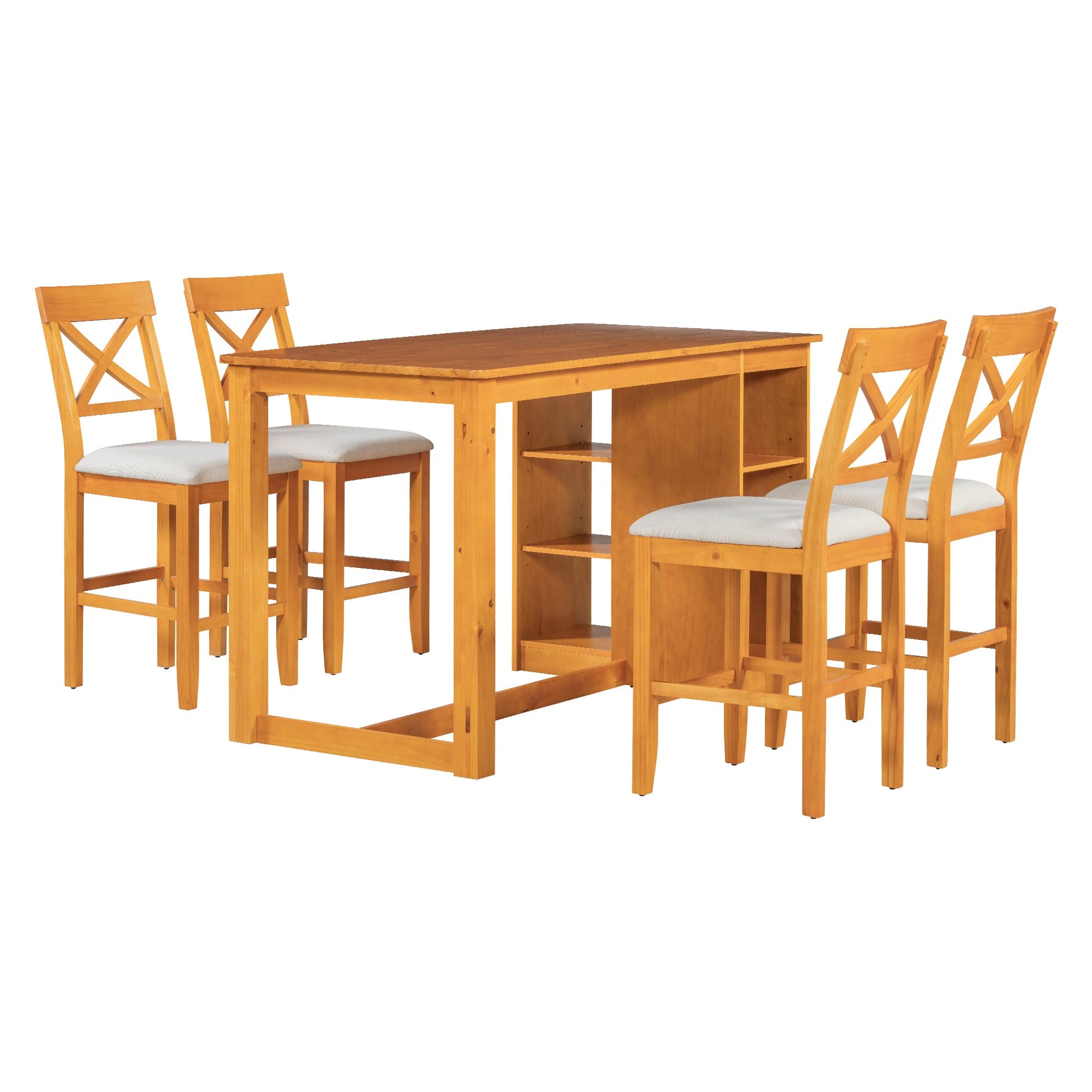 Farmhouse Counter Height Dining Set for 4 | 5 Piece Dining Set with Storage - 1st Choice Furniture Direct