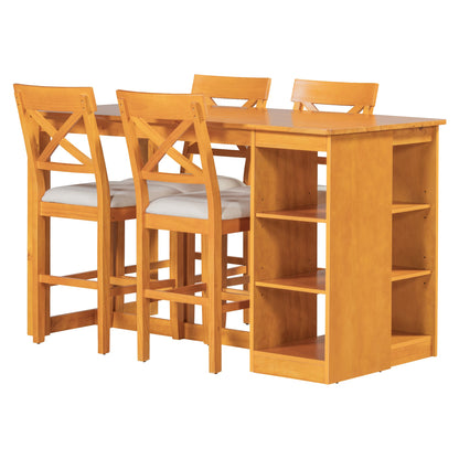 Farmhouse Counter Height Dining Set for 4 | 5 Piece Dining Set with Storage - 1st Choice Furniture Direct