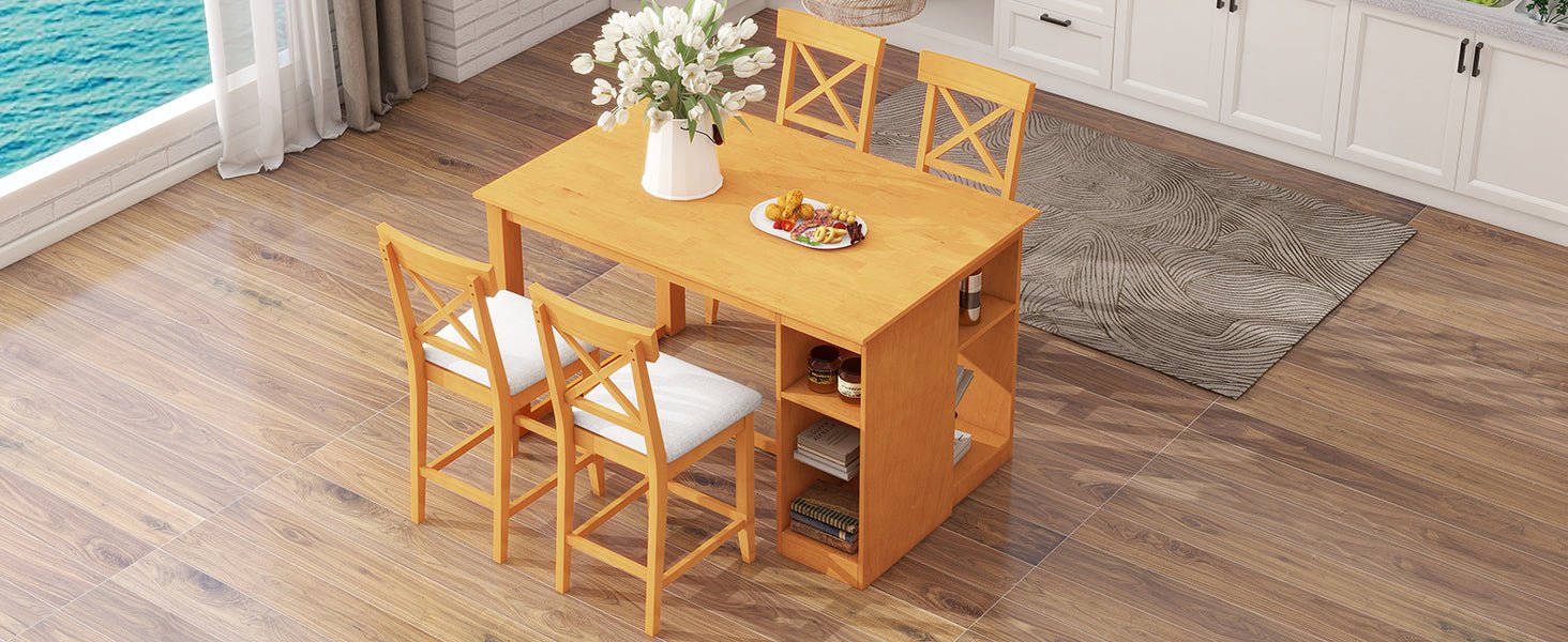 Farmhouse Counter Height Dining Set for 4 | 5 Piece Dining Set with Storage - 1st Choice Furniture Direct
