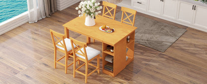 Farmhouse Counter Height Dining Set for 4 | 5 Piece Dining Set with Storage - 1st Choice Furniture Direct