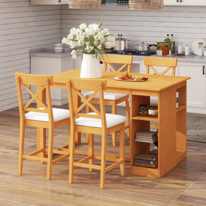 Farmhouse Counter Height Dining Set for 4 | 5 Piece Dining Set with Storage - 1st Choice Furniture Direct