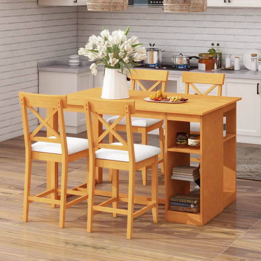 Farmhouse Counter Height Dining Set for 4 | 5 Piece Dining Set with Storage - 1st Choice Furniture Direct