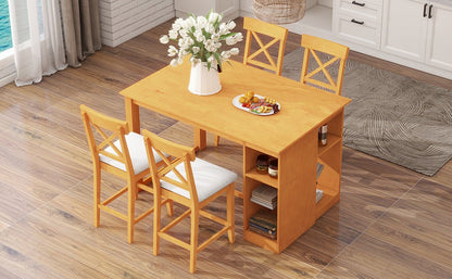 Farmhouse Counter Height Dining Set for 4 | 5 Piece Dining Set with Storage - 1st Choice Furniture Direct